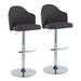 Ahoy Contemporary Adjustable Barstool w/ Swivel In Chrome Metal & Light Grey Fabric w/ Rounded T Footrest By Lumisource - Set Of 2 Upholstered/Metal | Wayfair