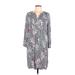 Luxology Casual Dress: Gray Floral Motif Dresses - Women's Size 12