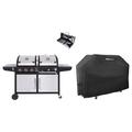 Royal Gourmet 3 - Burner Free Standing Liquid Propane 25500 BTU Gas & Charcoal Grill w/ Cabinet 3 Piece Set Stainless Steel/Cast Iron | Wayfair