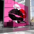 East Urban Home Three Kisses Wall Mural Fabric in Black/Pink/Red | 8' L x 76" W | Wayfair 02E14E8FEF284783AA79CA3D02D5AC00