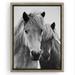 Gracie Oaks Horses Black & White 7 By Gal Design Modern Wall Art Decor - Floating Canvas Frame Canvas, Glass | 20 H x 16 W x 0.75 D in | Wayfair