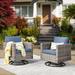 Latitude Run® Outdoor Bobia Rocking Wicker Chair w/ Cushions in Gray/Blue | 29.13 H x 27.95 W x 28.15 D in | Wayfair