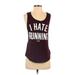 Victoria's Secret Pink Active Tank Top: Burgundy Print Activewear - Women's Size Small