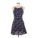 Hollister Casual Dress - A-Line Scoop Neck Sleeveless: Blue Print Dresses - Women's Size Small