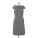 Tahari by ASL Casual Dress - A-Line High Neck Short sleeves: Gray Dresses - Women's Size 8