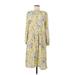 Anna Glover x H&M Casual Dress - A-Line Crew Neck 3/4 sleeves: Yellow Floral Dresses - Women's Size 6