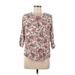 Nine West 3/4 Sleeve Blouse: Ivory Paisley Tops - Women's Size Medium - Print Wash