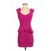 Pink Owl Casual Dress - Mini Scoop Neck Short sleeves: Pink Print Dresses - Women's Size Small