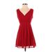 Emerald Sundae Casual Dress - A-Line V Neck Sleeveless: Red Print Dresses - Women's Size 1