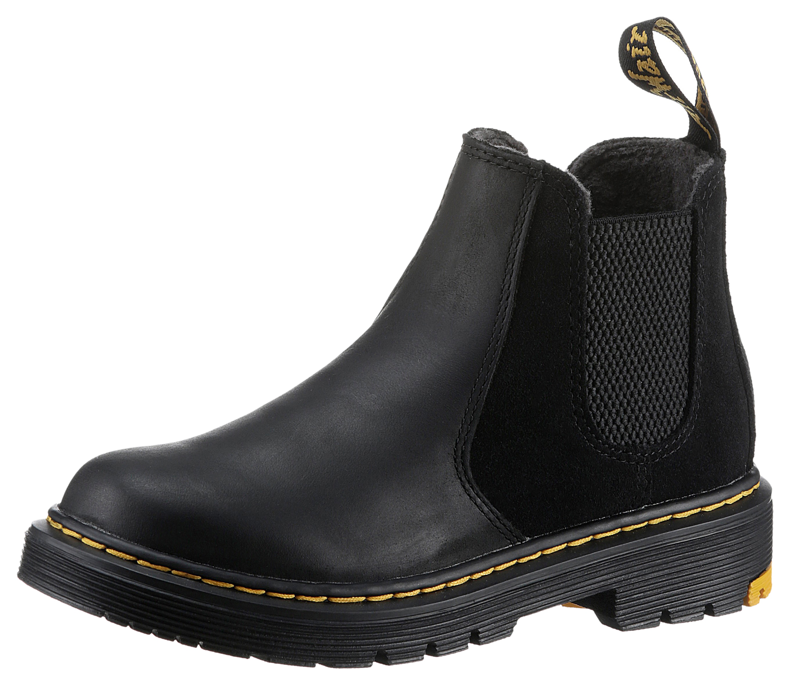 Chelseaboots DR. MARTENS "2976 J", Damen, Gr. 34, schwarz, Elastischer Einsatz, Leder, Schuhe Chelseaboots, mit Stretcheinsatz