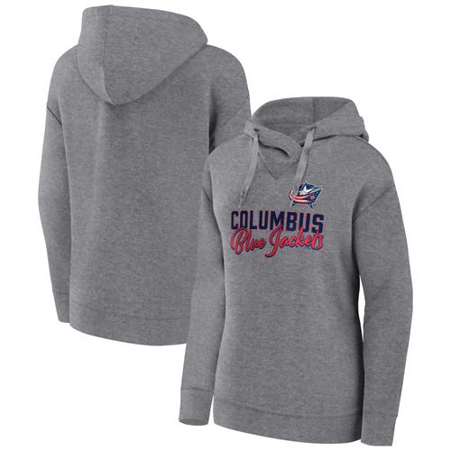 Damen Columbus Blue Jackets Script Favorite Fanatics Heather Gray Kapuzenpullover