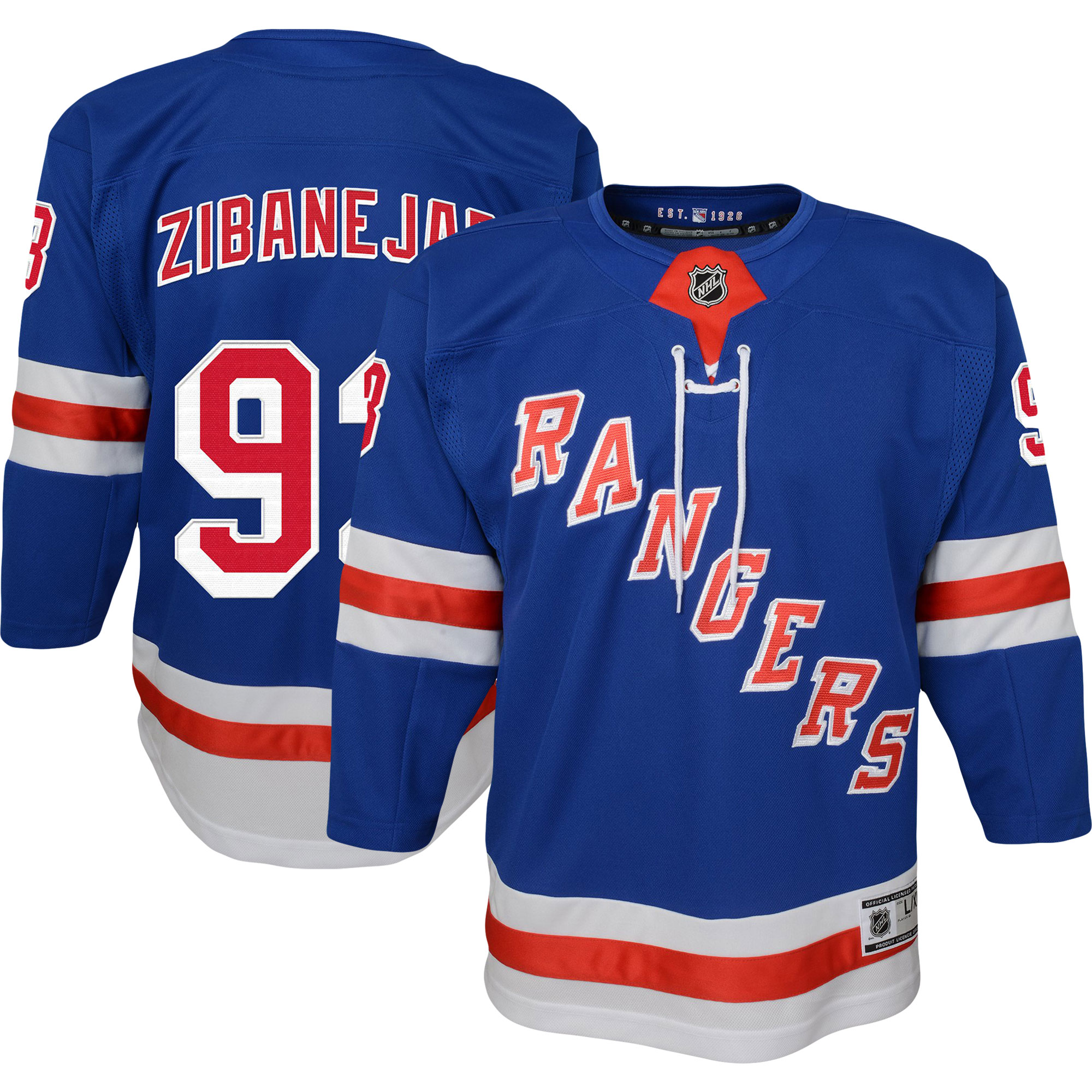Blaues New York Rangers-Heimtrikot von Mika Zibanejad für Jugendliche Image