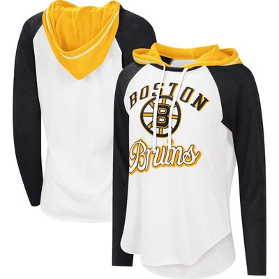 G-III Sports by Carl Banks Weiß/Schwarz Heather Boston Bruins MVP Raglan Leichtes T-Shirt mit Kapuze für Damen Image