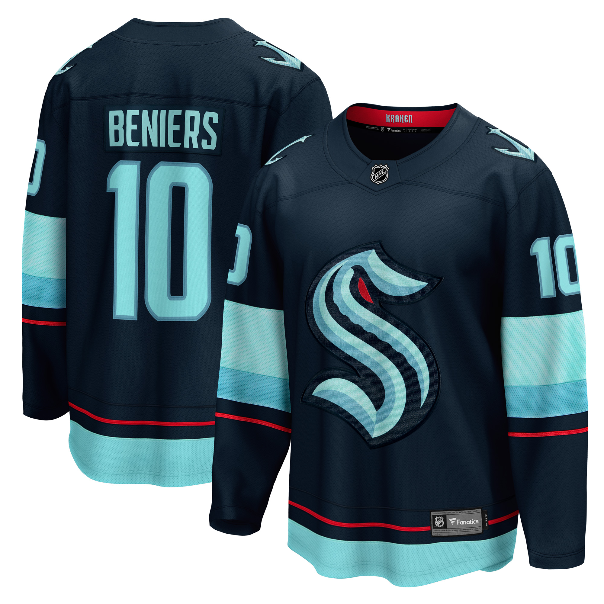 Matty Beniers Fanatics – Tiefseeblaues Seattle Kraken Premier Breakaway-Spielertrikot für Herren Image