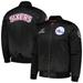 Men's Mitchell & Ness Black Philadelphia 76ers Hardwood Classics Retro Satin Full-Zip Jacket