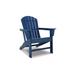 32 Inch Outdoor Adirondack Chair, Slatted Backrest, Blue HDPE Frame