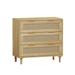 3-Drawers Multi-function Dresser with Rattan Decor