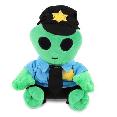 DolliBu Green Alien Police Officer Plush Toy with Uniform and Cap - 6 inches