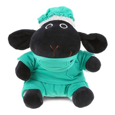 DolliBu Black Nose Sheep Doctor Plush Toy with Scrub Uniform and Cap - 6 inches