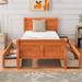 Twin Size Wood Platform Bed with 4 Drawers and Streamlined Headboard