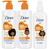 Dove Shampoo And Conditioner Set + Detangler Spray For Kids - Dove Kids Hair Love Collection Curly Hair Products Kids Shampoo And Conditioner Wavy Hair Products (3 Piece Set)