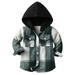 Miyanuby Toddler Kids Boys Girls Hooded Plaid Shirt Button Baby Red Plaid Shirt Plaid Shirt Hooded Clothes Green 3M-8T