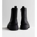 Black Leather-Look Diamanté Trim Chelsea Boots New Look