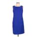 AB Studio Casual Dress - Sheath: Blue Print Dresses - Women's Size 10