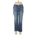 Simply Vera Vera Wang Jeans - Mid/Reg Rise Straight Leg Trashed: Blue Bottoms - Women's Size 8 - Medium Wash