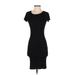 Forever 21 Contemporary Casual Dress - Bodycon Scoop Neck Short sleeves: Black Print Dresses - Women's Size Small