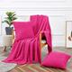 Aormenzy Knitted Throw Blanket (50" x 60") and 2 Pillow Covers (18" x 18"), 3 Piece Hot Pink Throw Blanket Set, Decorative Throw Blankets for Couch Sofa Bed Living Room