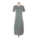 J.Crew Casual Dress - Midi Crew Neck Short sleeves: Gray Print Dresses - Women's Size 2X-Small