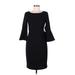 Jessica H Casual Dress - Sheath Scoop Neck 3/4 sleeves: Black Print Dresses - New - Women's Size 6