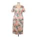 ASOS Casual Dress - Sheath V Neck Short sleeves: Orange Floral Dresses - Women's Size 10