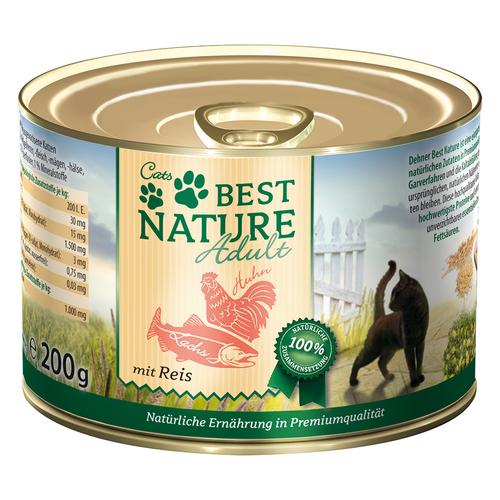 12x 200g Best Nature Cat Adult Lachs, Huhn & Reis Katzenfutter nass