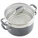 Anolon Advanced Home Hard Anodized Nonstick Wide Stockpot w/ Steamer Insert Set, 3-Piece, 8.5-Quart Non Stick/Aluminum in Gray | Wayfair 84686