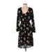 Nine Britton Casual Dress - Wrap: Black Print Dresses - Women's Size Small