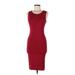 Tam Ware Casual Dress - Bodycon Scoop Neck Sleeveless: Burgundy Print Dresses - Women's Size Medium