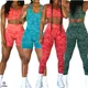 Seamless Women Camo Yoga Sets Workout Scrunch Legging Shorts Back Cross One Female Jumpsuit Fitness