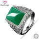 HuiSept 925 Silber Ring Schmuck für Männer Geometrische Form Smaragd Edelstein Ringe Ornamente für