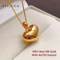 Vivicen Genuine AU750 Real 18K Gold Heart Love collana con ciondolo compleanno regalo di nozze per