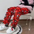 Sanrio Hallo Kitty Pyjama Hose schwarz rosa Anime Flanell Frauen warme Wolle weiß Weihnachten Lounge