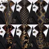 Hi-Tie Psialey Schwarz Gold Seide Elegante Krawatte Für Männer Bräutigam Hochzeit Männer Krawatte Einstecktuch Manschettenknopf Zubehör Großhandel Designer