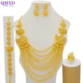 Dubai African Gold Color Jewelry Sets For Women Indian Jewelery Nigerian Necklace Ring Earring