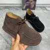 Careaymade-Echt leder Damen stiefel Antislip Casual Flat Ankel Stiefel plus Größe Winter Plüsch Damenschuhe warme Schneeschuhe