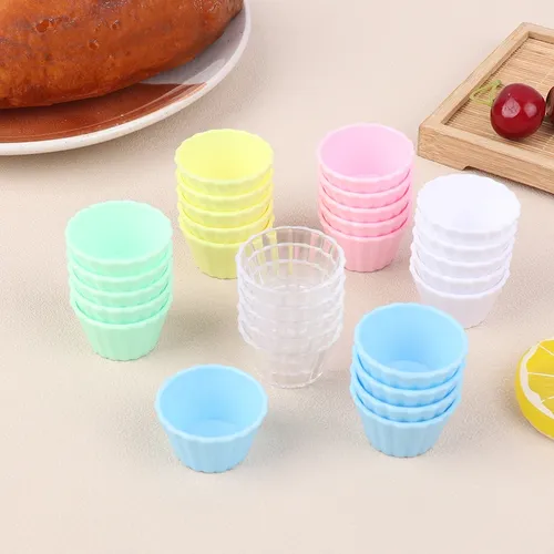 5 Stück Puppenhaus Mini Eierkuchen Tassen Simulation Kuchen Tasse Modell Küchen zubehör für Puppen