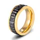Klassische Einfache Runde Edelstahl Finger Ringe Schwarz Zirkonia Ring Für Frauen Männer Gold Rose