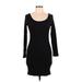 Old Navy Casual Dress - Bodycon Scoop Neck 3/4 sleeves: Black Print Dresses - Women's Size Medium