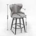 Modern 25" Counter Height Bar Stools 2-pc, 180掳 Swivel Leathaire Fabric Dining Chairs with Rivet Trim Back & Metal Footstool