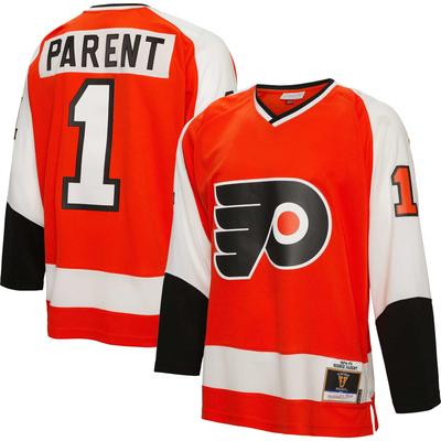 Mitchell & Ness Bernie Parent Orange Philadelphia Flyers 1974/75 Blue Line Player-Trikot für Herren Image